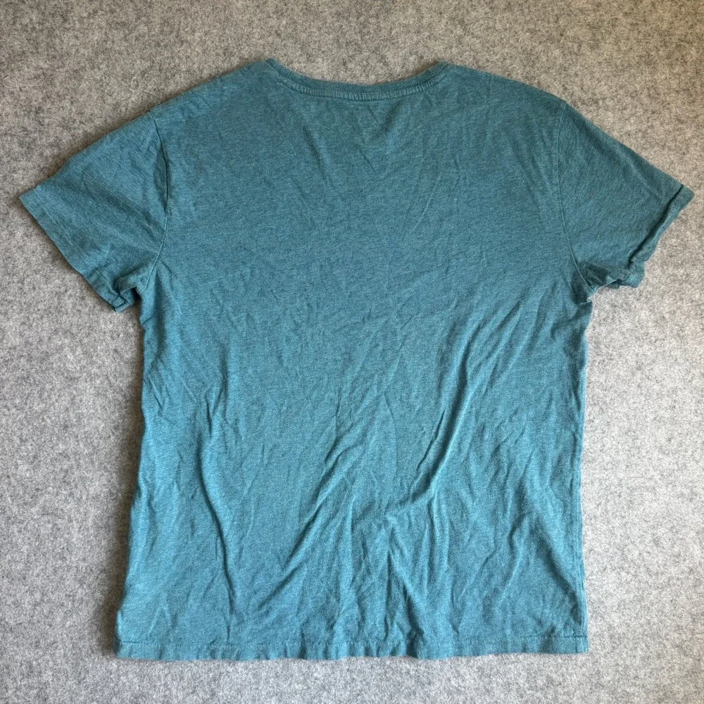 Polo Ralph Lauren T Shirt Mens Medium M Teal Blue Heather Orange Pony Logo Tee